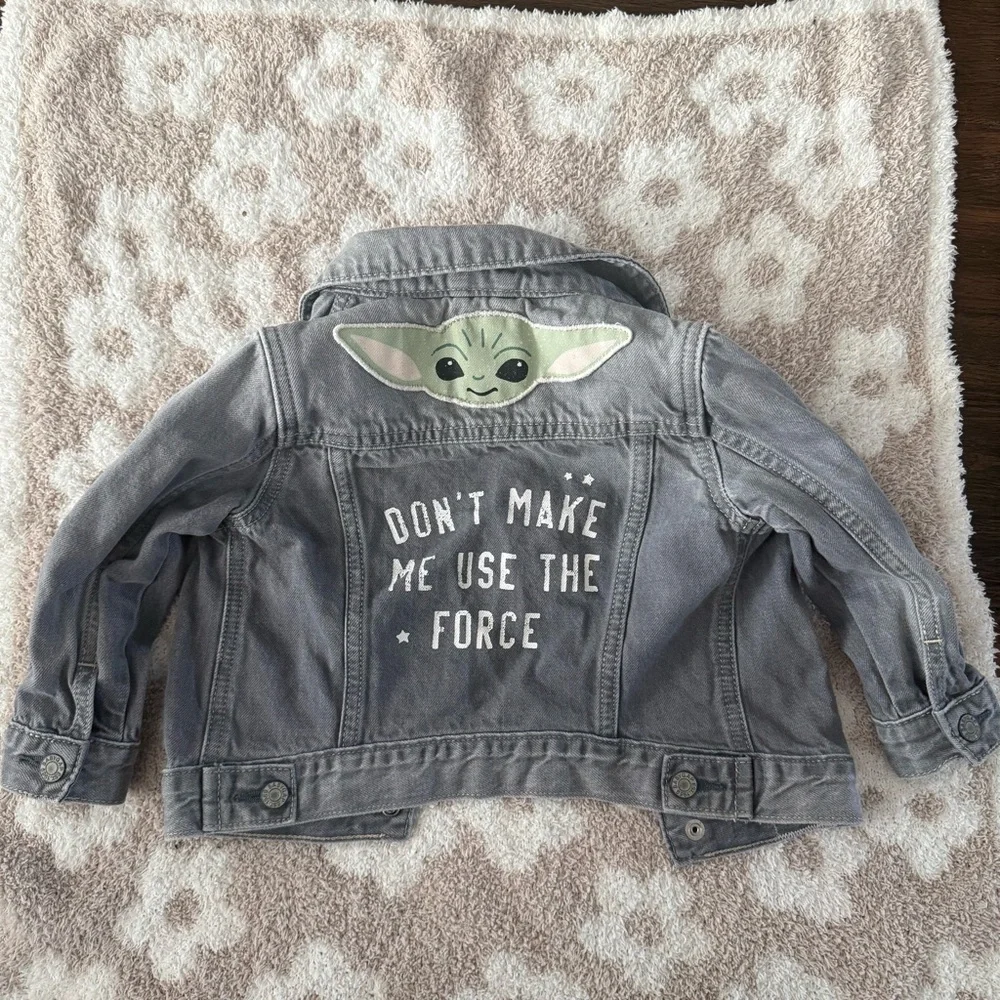 Star Wars Baby Gap Jean Jacket Size 18-24 Months Gray Denim Yoda Mandalorian